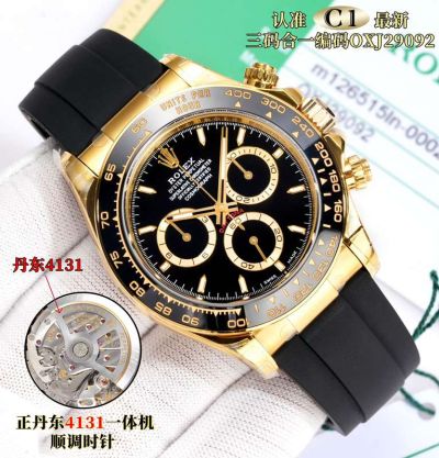 C1 Factory ROLEX Daytona  4131 Movement Black Dial Watch